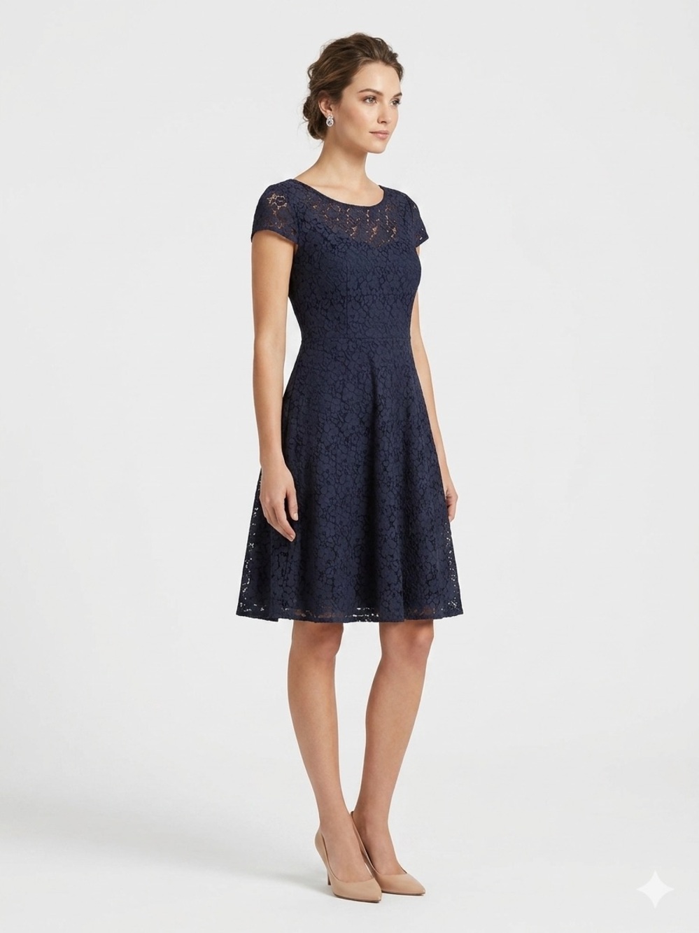 White House Black Market Lace Fit-and-Flare Dress Size 10